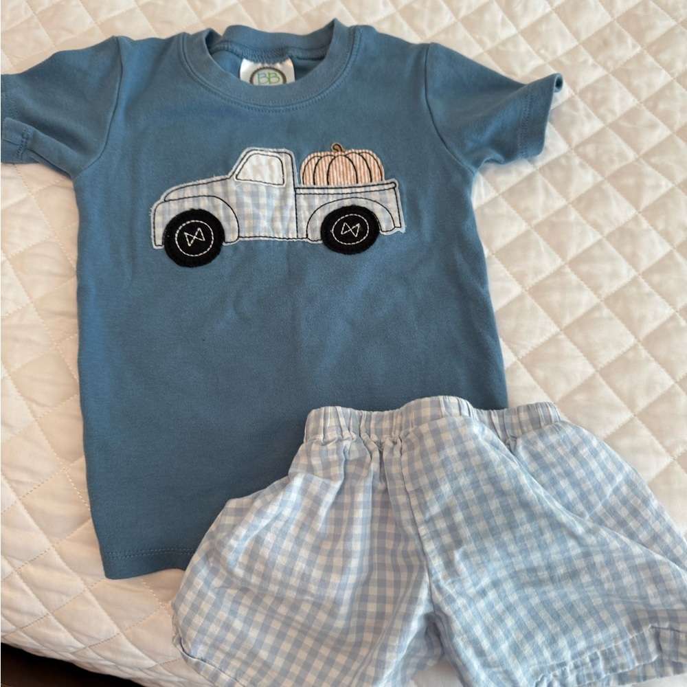 2T Boys Pumpkin Shirt and Shorts